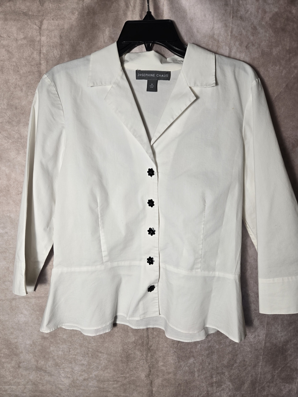Josephine Chaus White Peplum Button-Front Blouse